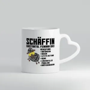 Schäffin | Chefin | Büro| Arbeit | lustiges Schaf mit Tasse - Herzhenkel Tasse - Kaffeetasse / Geschenk / Familie