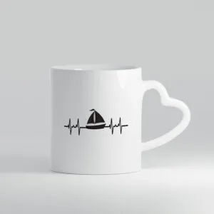 Segelboot Herzschlag | Motiv Segler | segeln | Boot - Herzhenkel Tasse - Kaffeetasse / Geschenk / Familie