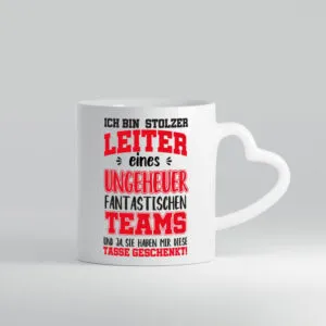 Stolzer Teamleiter | Beruf Tasse | Mitarbeiter Humor - Herzhenkel Tasse - Kaffeetasse / Geschenk / Familie