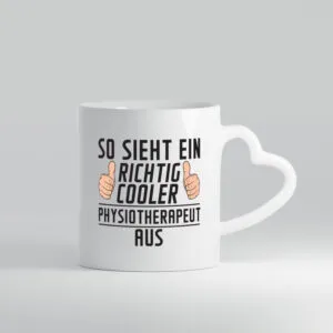 Richtig Cooler Physiotherapeut - Herzhenkel Tasse - Kaffeetasse / Geschenk / Familie