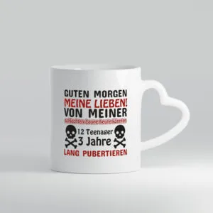 Schlechte Laune | Morgenmuffel Tasse | schwarzer Humor - Herzhenkel Tasse - Kaffeetasse / Geschenk / Familie