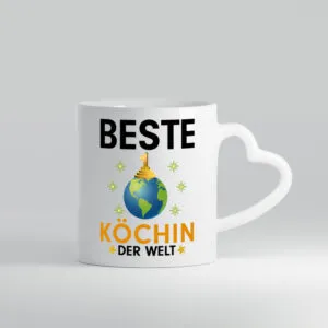 Welt Beste Köchin | Chefköchin | Chefkoch - Herzhenkel Tasse - Kaffeetasse / Geschenk / Familie