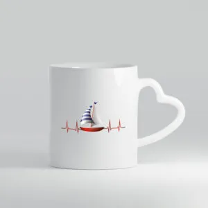 Segelboot Herzschlag | Segler | segeln | Boot Kapitän - Herzhenkel Tasse - Kaffeetasse / Geschenk / Familie