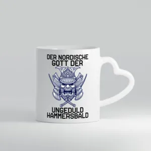 Nordischer Gott der Ungeduld | Mythologie | Wikinger | - Herzhenkel Tasse - Kaffeetasse / Geschenk / Familie