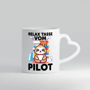 Relax Tasse: Pilot | Flugzeug | Piloten - Herzhenkel Tasse - Kaffeetasse / Geschenk / Familie