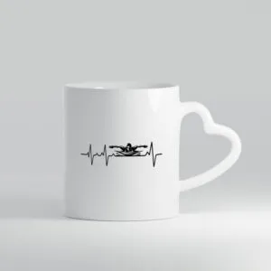Schwimmer Herzschlag | Schwimmen | Wasser | Sport - Herzhenkel Tasse - Kaffeetasse / Geschenk / Familie