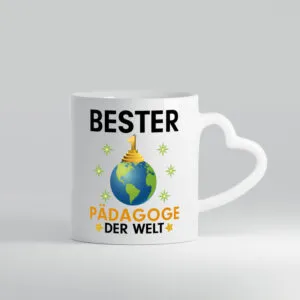 Welt Bester Pädagoge | Pädagogik - Herzhenkel Tasse - Kaffeetasse / Geschenk / Familie