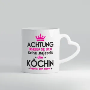 Seine Majestät Köchin | Chefköchin | Chefkoch - Herzhenkel Tasse - Kaffeetasse / Geschenk / Familie