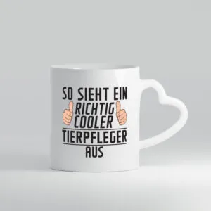 Richtig Cooler Tierpfleger | Pflegeberuf | Tierheim - Herzhenkel Tasse - Kaffeetasse / Geschenk / Familie