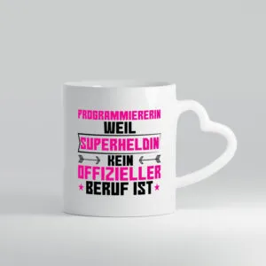 Superheldin Programmiererin | Software Entwickler - Herzhenkel Tasse - Kaffeetasse / Geschenk / Familie