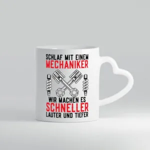 Schlafe mit Mechaniker | Laut und Tief | Werkzeug | Motor - Herzhenkel Tasse - Kaffeetasse / Geschenk / Familie