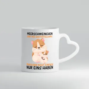 Süße Meerschweinchen | Comic | Tierliebhaber | Kuscheln - Herzhenkel Tasse - Kaffeetasse / Geschenk / Familie