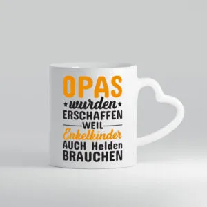 Opa Held | Spruch Tasse | Enkelkinder | Großvater - Herzhenkel Tasse - Kaffeetasse / Geschenk / Familie