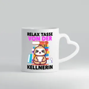 Relax Tasse: Kellnerin | Beruf kellnern | Bedienung - Herzhenkel Tasse - Kaffeetasse / Geschenk / Familie