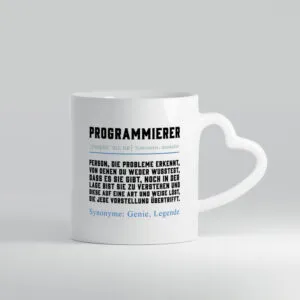 Programmierer | Definition | Softwareentwickler | Informatik - Herzhenkel Tasse - Kaffeetasse / Geschenk / Familie