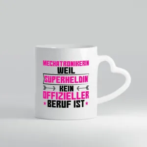 Superheldin Mechatronikerin | KFZ | Werkstatt - Herzhenkel Tasse - Kaffeetasse / Geschenk / Familie