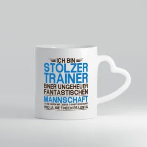 Stolzer Trainer einer fantastischen Mannschaft | Striche - Herzhenkel Tasse - Kaffeetasse / Geschenk / Familie
