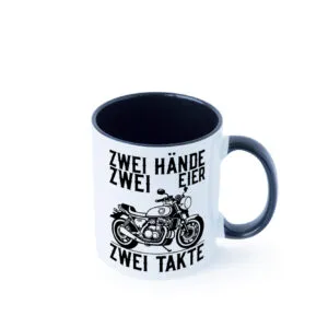 Zwei Hände | Zweitaktmotor | Motorrad | Moped | Biker Farbige Tasse - Kaffeetasse / Geschenk / Familie