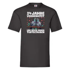 24 Jahre verheiratet | Turteltauben | Ehe | Ehepaar T-Shirt Schwarz