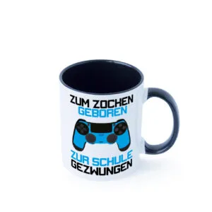 Zum zocken geboren zur Schule gezwungen Farbige Tasse - Kaffeetasse / Geschenk / Familie