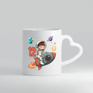 12. Geburtstag | 12 Jahre | Astronaut | Weltraum - Herzhenkel Tasse - Kaffeetasse / Geschenk / Familie