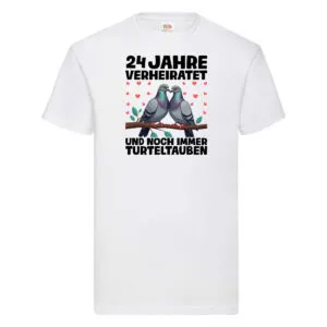 24 Jahre verheiratet | Turteltauben | Ehe | Ehepaar T-Shirt Weiß