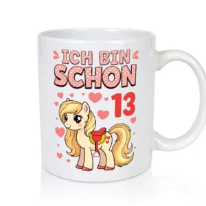 13. Geburtstag | 13 Jahre | Mädchen | Reiten | Pony - Tasse Weiss - Kaffeetasse / Geschenk / Familie