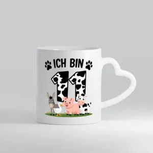 11 Geburtstag | 11 Jahre | Farmer Kind - Herzhenkel Tasse - Kaffeetasse / Geschenk / Familie