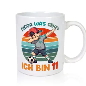 11. Geburtstag | 11 Jahre | digga ich bin 11 | Dabbing - Tasse Weiss - Kaffeetasse / Geschenk / Familie