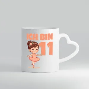 11 Geburtstag | 11 Jahre | Ballerina | Mädchen | Ballet - Herzhenkel Tasse - Kaffeetasse / Geschenk / Familie