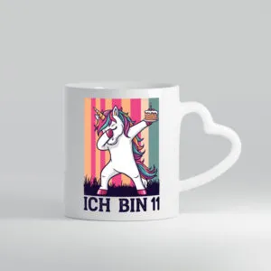 11 Geburtstag | Einhorn | Damping | Mädchen - Herzhenkel Tasse - Kaffeetasse / Geschenk / Familie