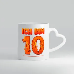 10. Geburtstag | 10 Jahre | Drache - Herzhenkel Tasse - Kaffeetasse / Geschenk / Familie