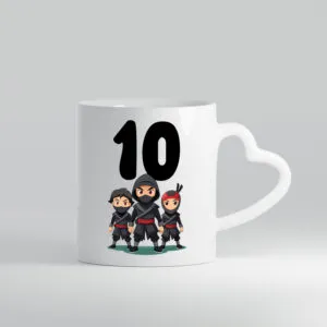 10. Geburtstag | 10 Jahre | Ninja - Herzhenkel Tasse - Kaffeetasse / Geschenk / Familie