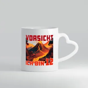 12. Geburtstag | 12 Jahre | Vulkanausbruch | Vulkan - Herzhenkel Tasse - Kaffeetasse / Geschenk / Familie