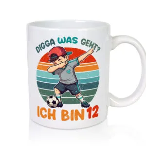 12. Geburtstag | 12 Jahre | digga ich bin 12 | Dabbing - Tasse Weiss - Kaffeetasse / Geschenk / Familie