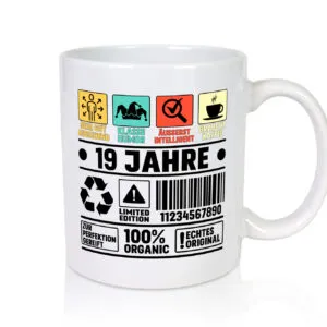 19. Geburtstag | 19 Jahre | Humor | Limited Edition - Tasse Weiss - Kaffeetasse / Geschenk / Familie