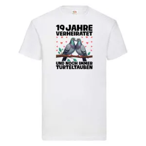 19 Jahre verheiratet | Turteltauben | Ehe | Ehepaar T-Shirt Weiß