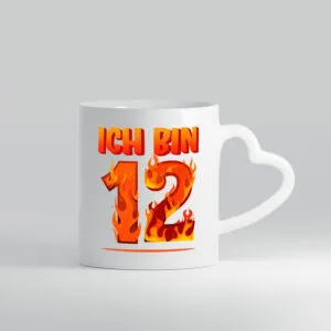 12. Geburtstag | 12 Jahre | Drache - Herzhenkel Tasse - Kaffeetasse / Geschenk / Familie