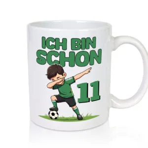 11. Geburtstag | 11 Jahre | Fußballer - Tasse Weiss - Kaffeetasse / Geschenk / Familie