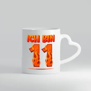 11. Geburtstag | 11 Jahre | Drache - Herzhenkel Tasse - Kaffeetasse / Geschenk / Familie