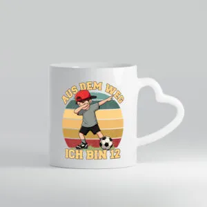 11. Geburtstag | 11 Jahre | Fußball Junge | Fußballer - Herzhenkel Tasse - Kaffeetasse / Geschenk / Familie