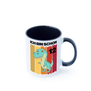 12. Geburtstag | 12 Jahre | Dinosaurier Farbige Tasse - Kaffeetasse / Geschenk / Familie
