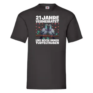 21 Jahre verheiratet | Turteltauben | Ehe | Ehepaar v2 T-Shirt Schwarz