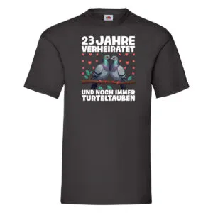 23 Jahre verheiratet | Turteltauben | Ehe | Ehepaar v2 T-Shirt Schwarz