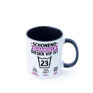 23 Geburtstag | schonend behandeln | 23 Jahre v2 Farbige Tasse - Kaffeetasse / Geschenk / Familie