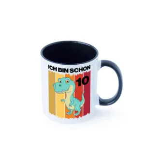 10. Geburtstag | 10 Jahre | Dinosaurier Farbige Tasse - Kaffeetasse / Geschenk / Familie