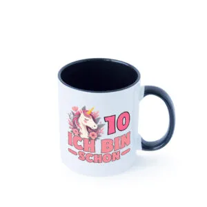 10. Geburtstag | 10 Jahre | Einhorn | bin schon 10 | Mädchen Farbige Tasse - Kaffeetasse / Geschenk / Familie