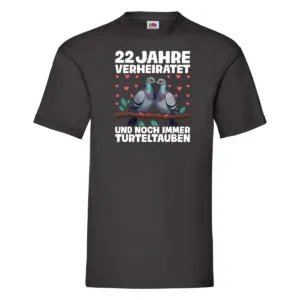 22 Jahre verheiratet | Turteltauben | Ehe | Ehepaar v2 T-Shirt Schwarz