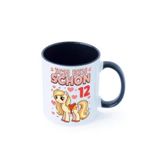 12. Geburtstag | 12 Jahre | Mädchen | Reiten | Pony Farbige Tasse - Kaffeetasse / Geschenk / Familie