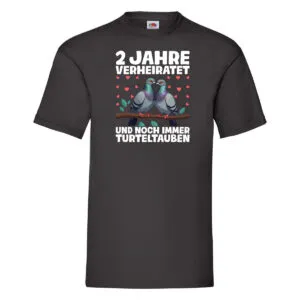 2 Jahre verheiratet | Turteltauben | Ehe | Ehepaar v2 T-Shirt Schwarz